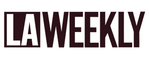 Logo displaying the text "LA WEEKLY" with a dark background, highlighting sections that have been deleted for a streamlined look.