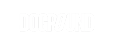Bold white text on a gray background reads "DOGPOUND," as if emerging from deleted sections of an old manuscript, giving it an aura of mystery and rugged charm.