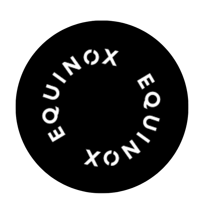 A black circle showcases the word "EQUINOX" in a circular pattern of white text, capturing the essence of vitality and elite distinction.