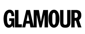 The image displays the word "GLAMOUR" in bold, black uppercase letters.
