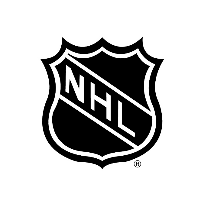 Black and white NHL logo featuring a shield shape with the letters "NHL" diagonally across the center.